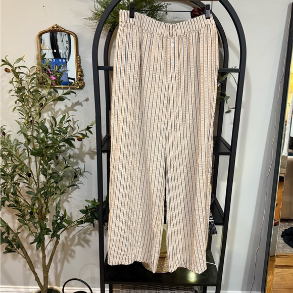 Sincerely Jules Beige Striped Straight Leg Pants size xl - Picture 1 of 6